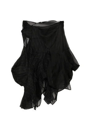 Yohji Yamamoto pinstripe layered asymmetric midi skirt - Black