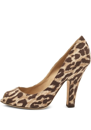 Dolce & Gabbana Pre-Owned peep-toe leopard-print sandals - Neutrals