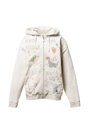 Maison MIHARA YASUHIRO doodle printed zip-up hoodie - Neutrals