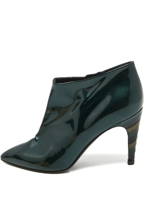 Jimmy Choo Pre-Owned 100mm patent-finish leather ankle boots - Green