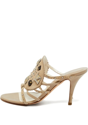 Christian Dior Pre-Owned studded leather slides - Neutrals