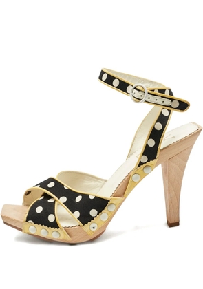 Saint Laurent Pre-Owned polka-dot platform sandals - Black