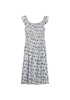 Prada floral-print pongé dress - White