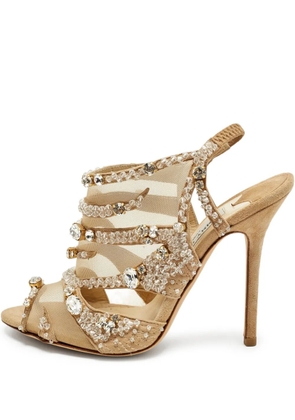 Jimmy Choo Pre-Owned crystal-embelished slingback sandals - Neutrals
