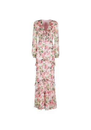 Saloni ruffled floral dress - Pink