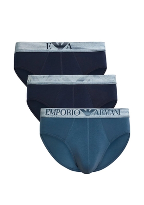 Emporio Armani logo-waistband briefs (set of three) - Blue