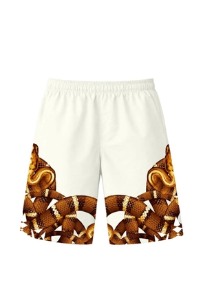 COUNTY OF MILAN snake-print deck shorts - White