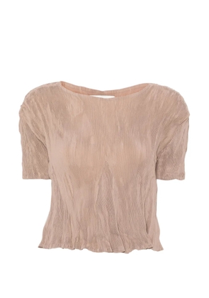 Gongdid Design pleated short-sleeve top - Neutrals