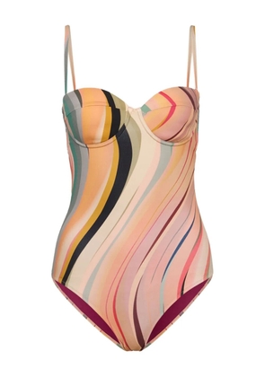 Paul Smith striped underwired swimsuit - Neutrals