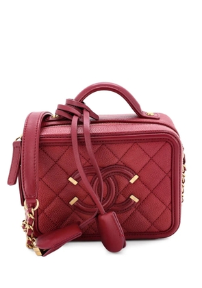CHANEL Pre-Owned Filigree Vanity Case Quilted Caviar Small satchel - Red