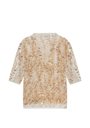 MUNTHE Babur leaf-detail top - Neutrals