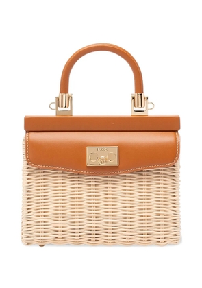 Rodo small wicker top-handle shoulder bag - Neutrals