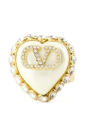 Valentino Garavani heart-shape crystal-embellished ring - Gold
