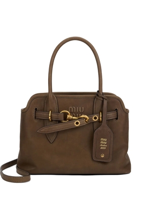 Miu Miu Adventure logo adjustable-strap tote bag - Brown