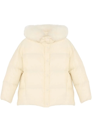 Yves Salomon lambswool-trimmed hooded jacket - Neutrals