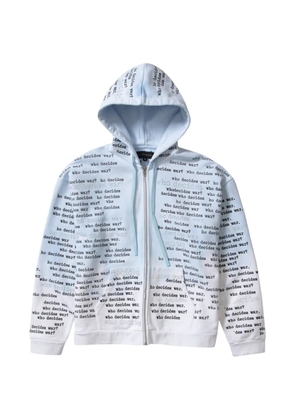 Who Decides War zip scripture hoodie - Blue