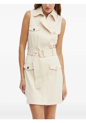 Morgan belted buttoned mini dress - Neutrals