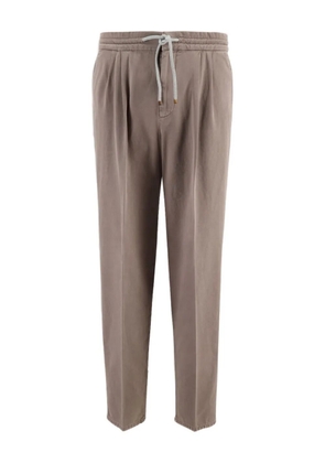 Brunello Cucinelli drawstring-waist cotton trousers - Brown