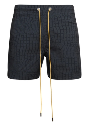 RHUDE animal-print drawstring-waist swim shorts - Black