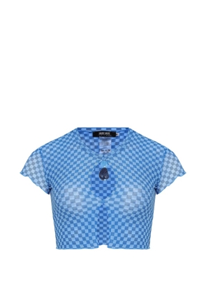 Amir Slama x Jade Picon checkerboard cut-out crop top - Blue