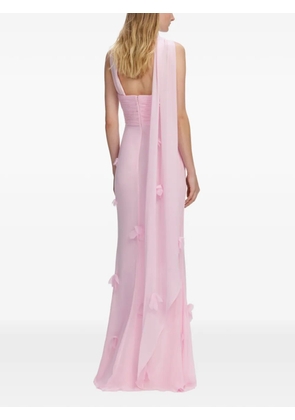 Self-Portrait floral-appliqué strapless maxi dress - Pink