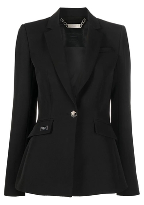 Philipp Plein rhinestone-logo single-breasted blazer - Black