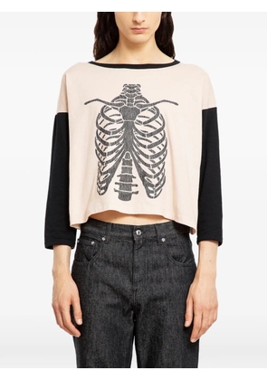 Second/Layer ribcage-motif T-shirt - Neutrals