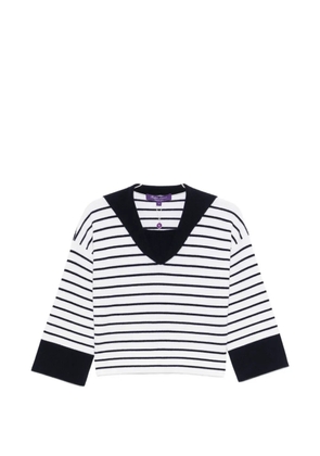 Ralph Lauren Collection striped V-neck sweater - White