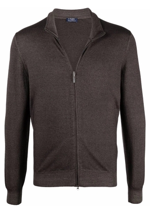 Barba zipped-up cardigan - Brown