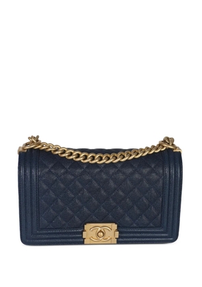 CHANEL Pre-Owned 2018 medium Boy quilted chain-strap leather bag - Blue