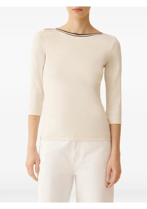 Fabiana Filippi boat-neck striped-detail top - Neutrals