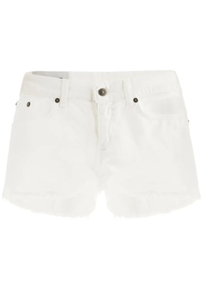 DONDUP logo-plaque denim mini shorts - White