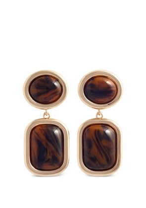 Self-Portrait tortoiseshell framed earrings - Gold