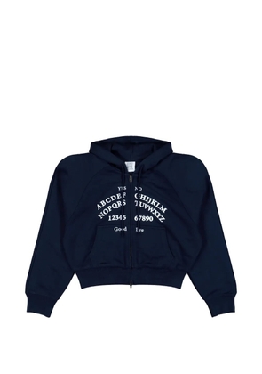 VETEMENTS alphabet-print zip-up hoodie - Blue