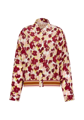 Marni floral striped silk shirt - Red