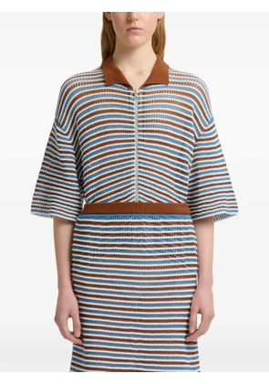 Marni striped crochet A-line skirt - White