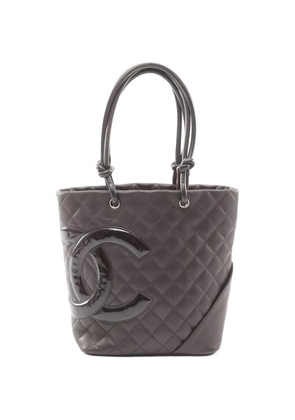 CHANEL Pre-Owned 2004~2005 medium Cambon Line quilted leather tote bag - Brown
