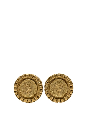 CHANEL Pre-Owned 1995 Gold Plated Coco Coin Clip On Earrings costume earrings