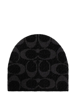 Coach logo-patterned beanie - Black