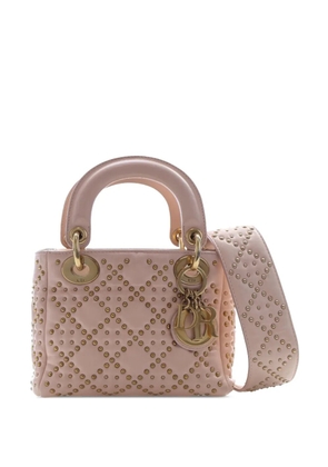 Christian Dior Pre-Owned 2017 Mini Lambskin Cannage Studded Supple Lady Dior satchel - Pink