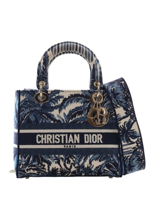 Christian Dior Pre-Owned 2021 Medium Embroidered Canvas Palm Tree Toile De Jouy Lady D Lite satchel - Blue