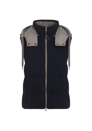 Brunello Cucinelli hooded zip vest - Blue