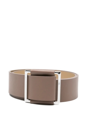 D.Exterior square-buckle belt - Brown