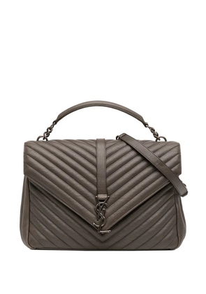 Saint Laurent Pre-Owned 2016 Large Chevron Sheepskin Monogram College Bag satchel - Brown