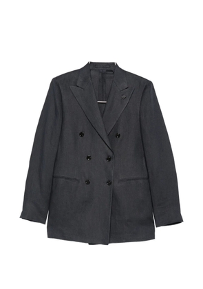 Lardini double-breasted flower-pin blazer - Blue