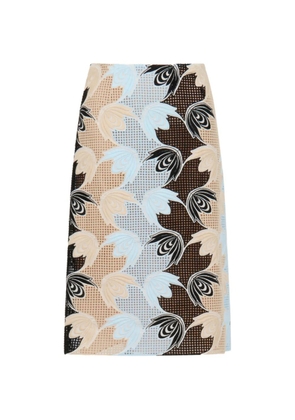 Marni floral-pattern knitted midi skirt - Blue