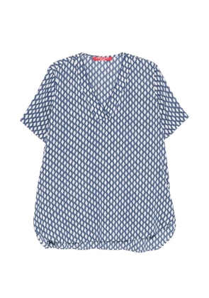 Marina Rinaldi Mrsmandare geometric-pattern V-neck top - Blue