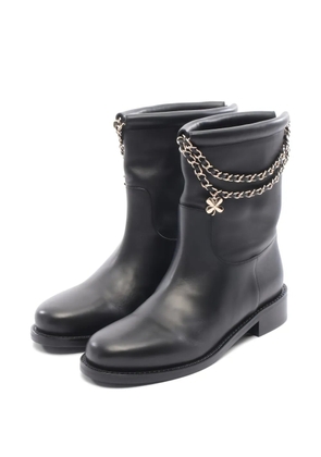 CHANEL Pre-Owned 1986-1988 chain-detail boots - Black