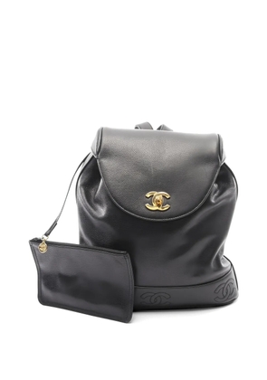 CHANEL Pre-Owned 1994 Trple Coco mark caviar leather backpack - Black