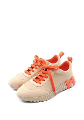 Hermès Pre-Owned 10s Bouncing leather suede sneakers - Neutrals